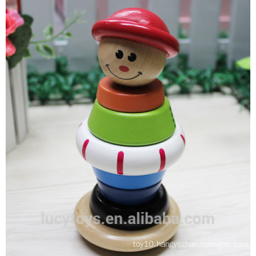 Clown Shape Wooden Stacker Tower For Kids